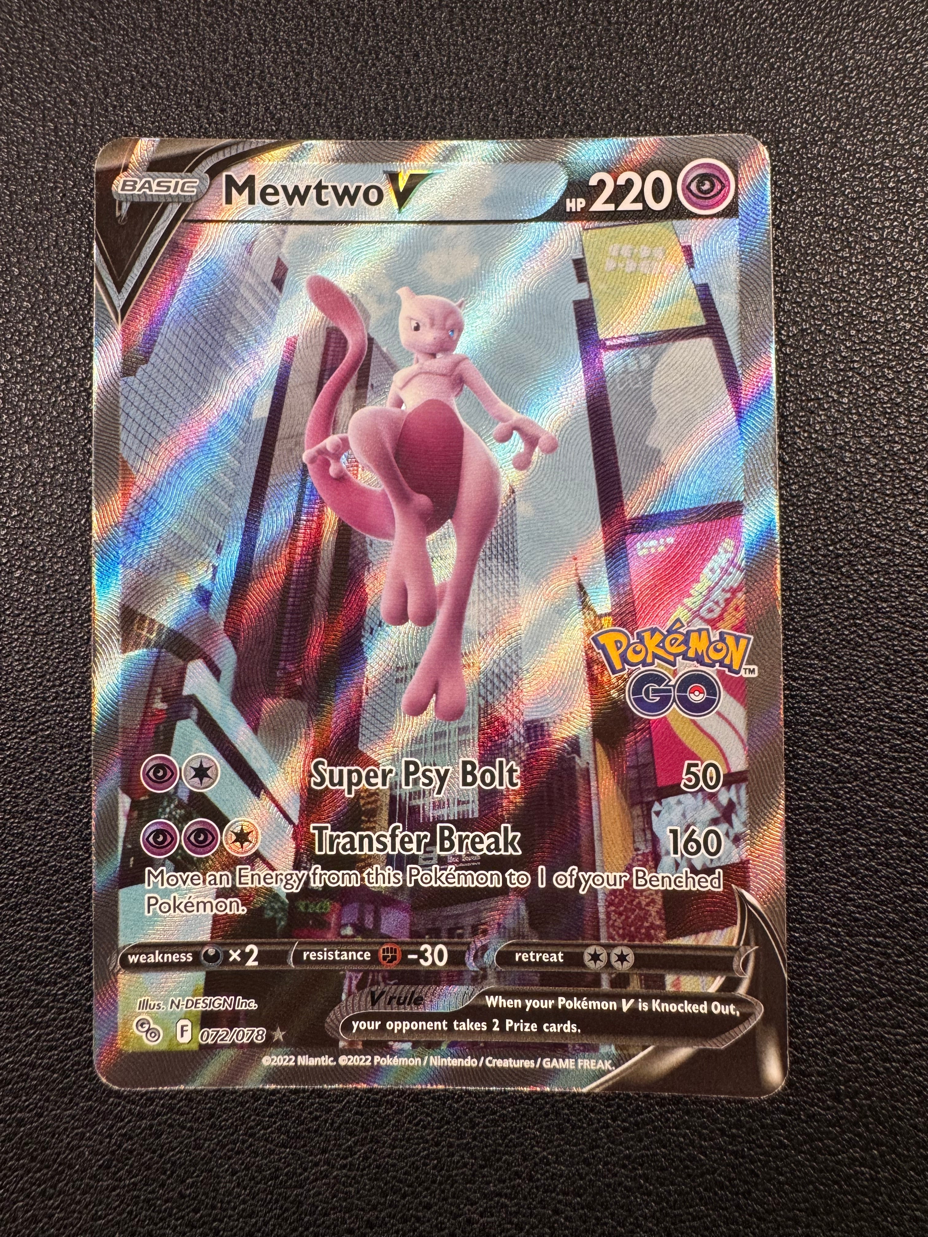 Mewtwo V (Alternate Full Art) (Ultra Rare) 072/078 Pokemon GO Pokémon TCG