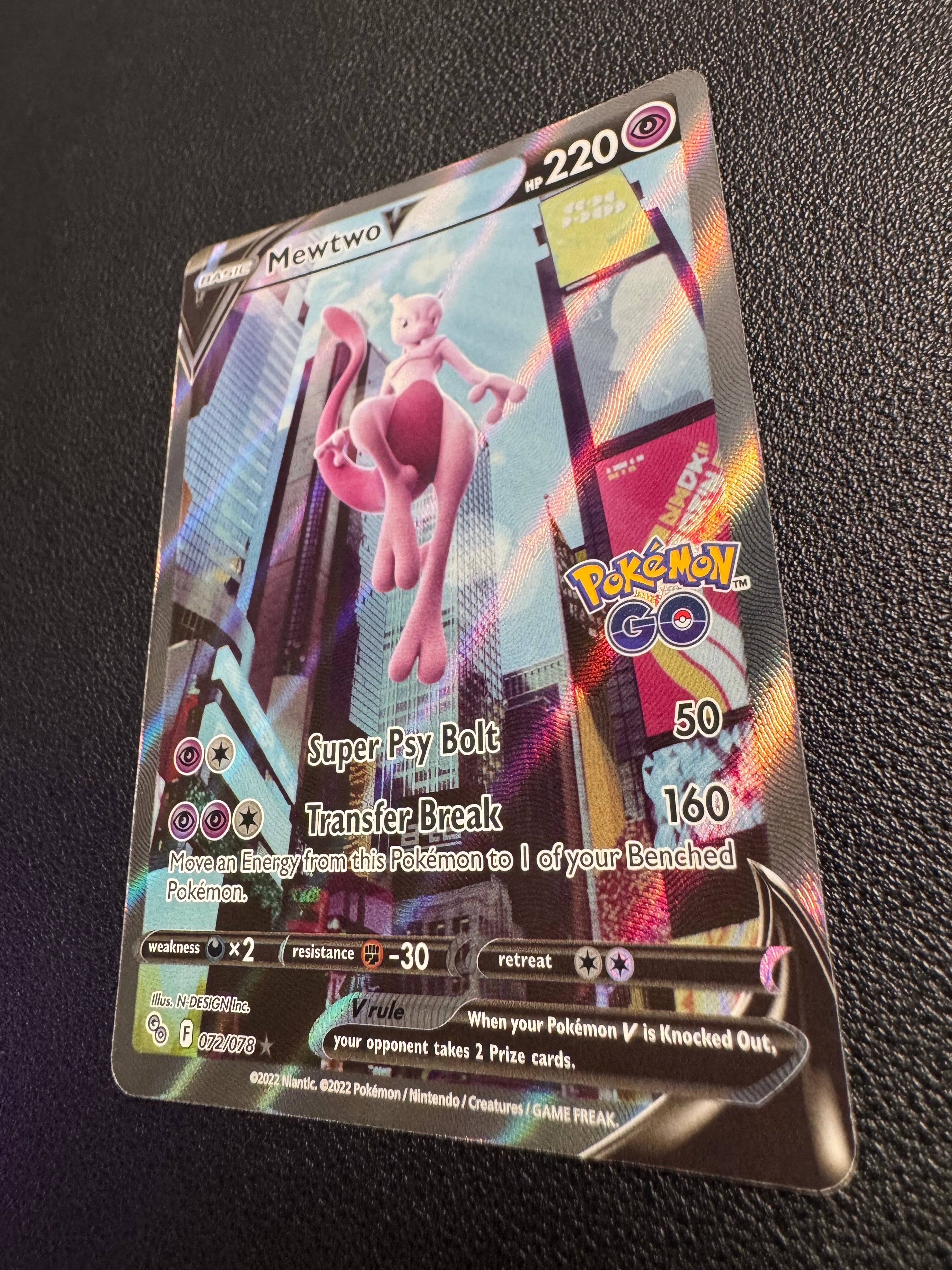 Mewtwo V (Alternate Full Art) (Ultra Rare) 072/078 Pokemon GO Pokémon TCG