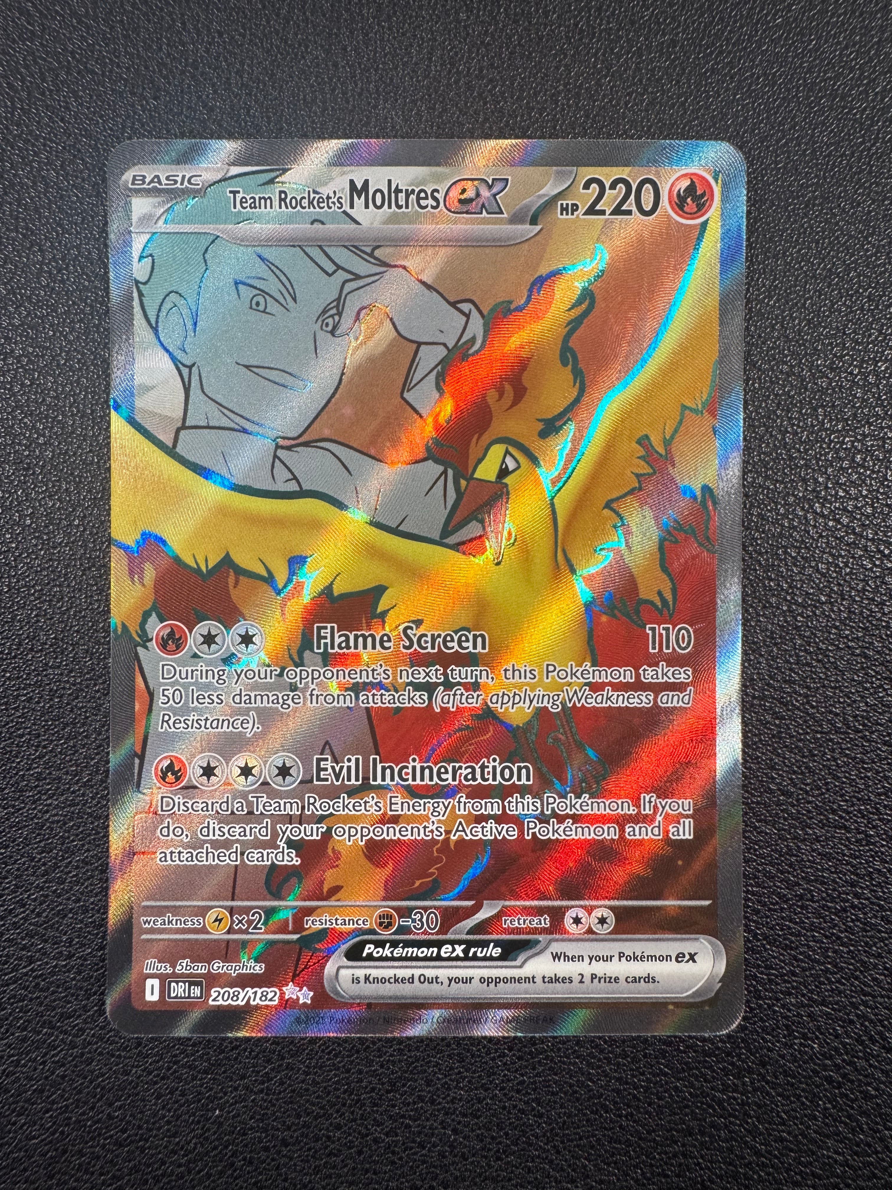 Team Rocket's Moltres ex (Ultra Rare) 208/182 Destined Rivals Pokémon TCG