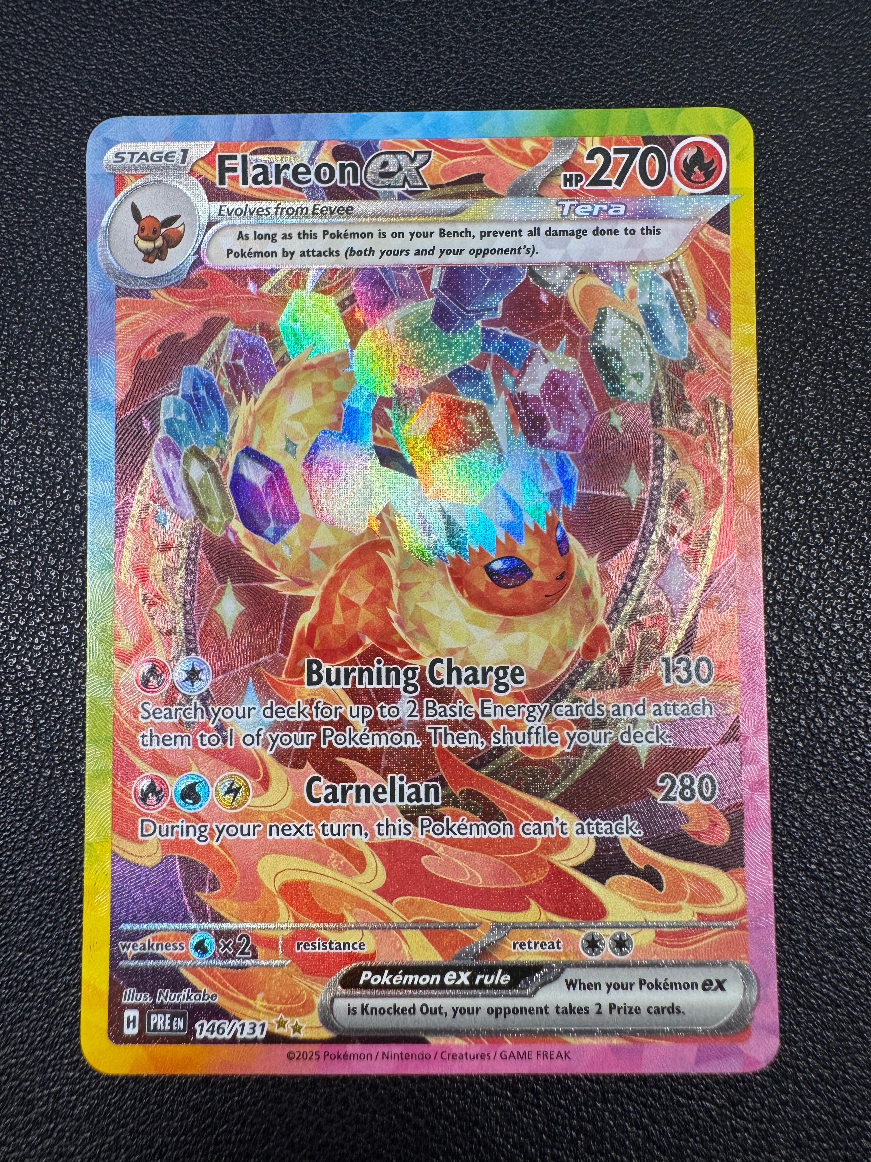pokemon card flareon ex RC28/RC32 Generations Radiant Collection Ultra Rare Full Art Pokmon Ability Flash Fire Once during your turn (before your attack) POKEMON FLAREON ex 14/131-STAMPED PRISMATIC
