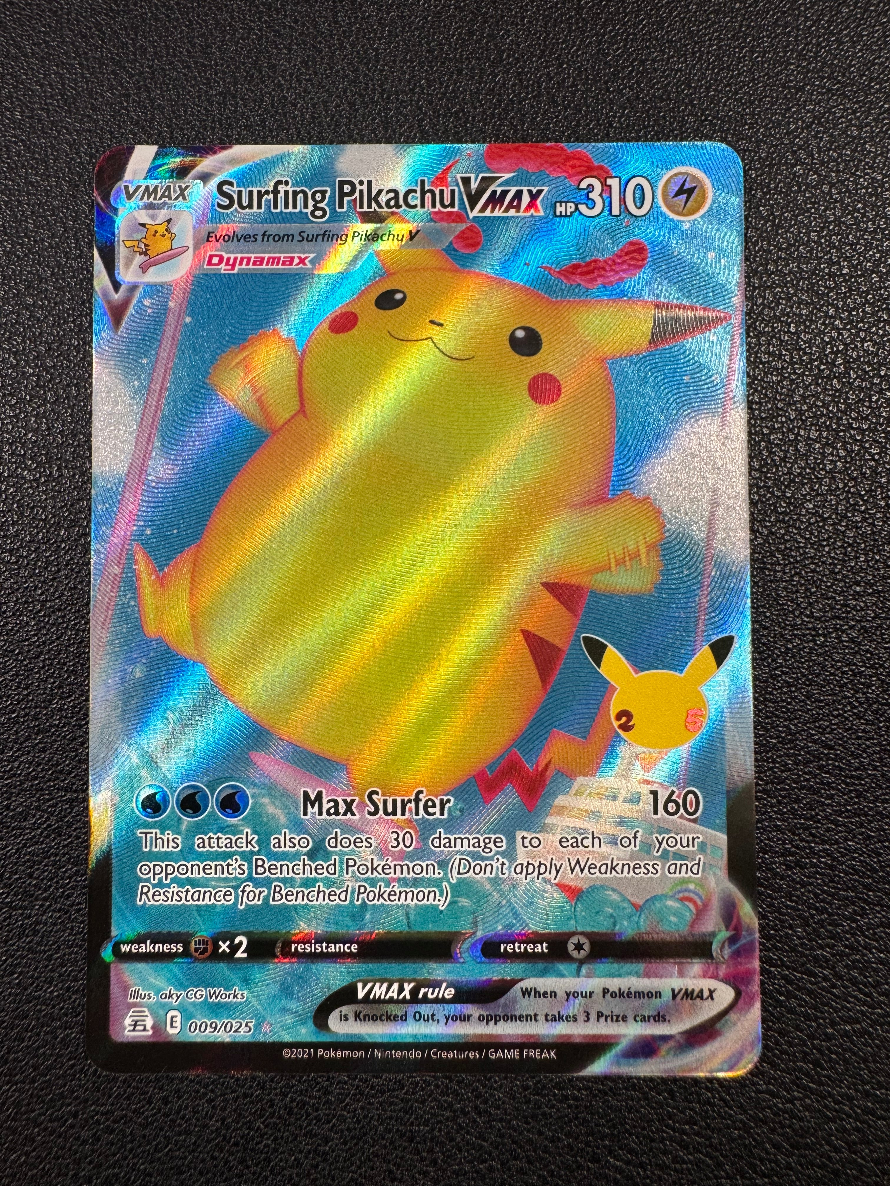 Surfing Pikachu VMAX (Ultra Rare) 009/025 Celebrations Pokémon TCG