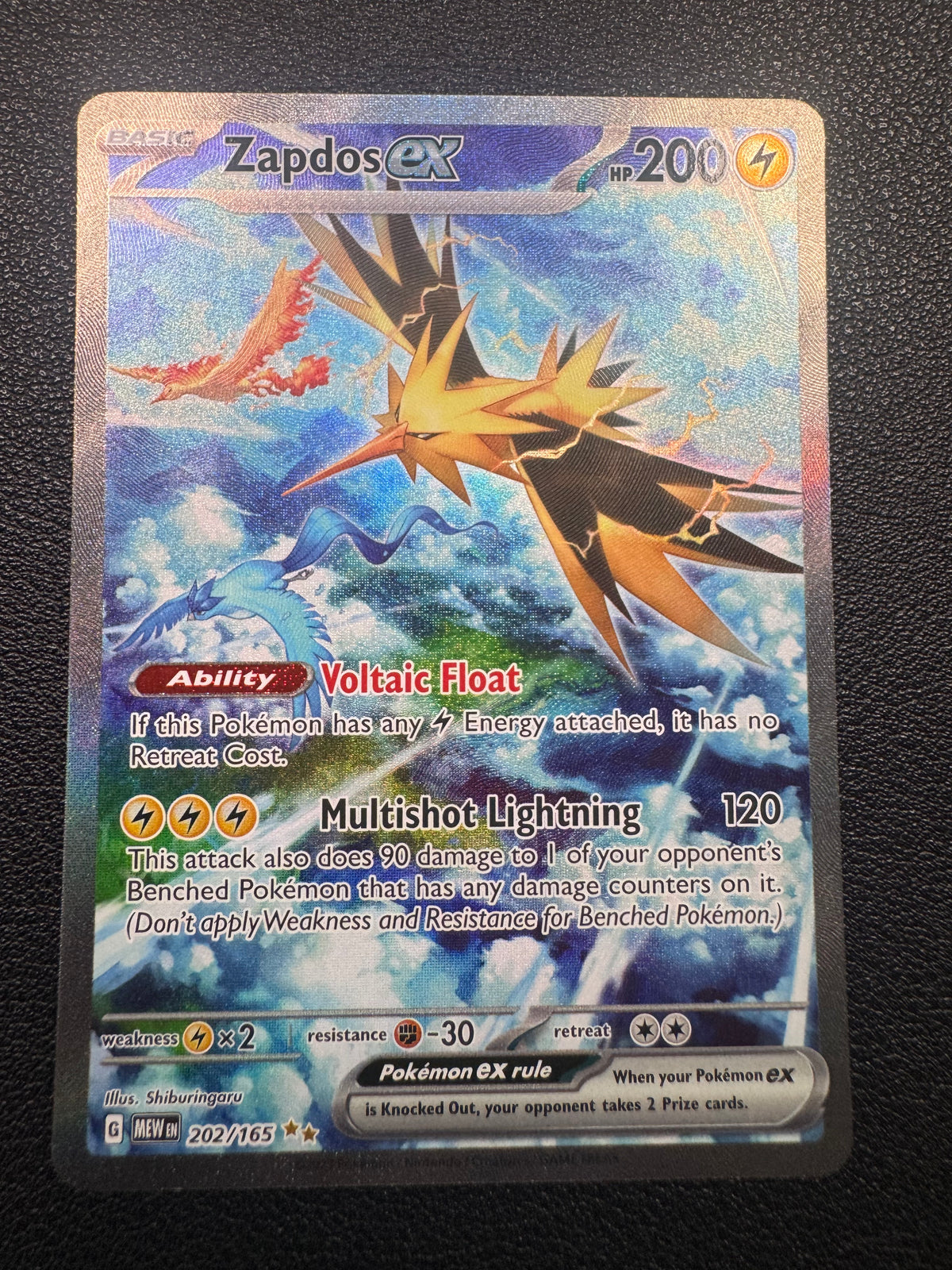 Zapdos ex (Special Illustration Rare) 202/165 Scarlet & Violet 151 Pokémon TCG